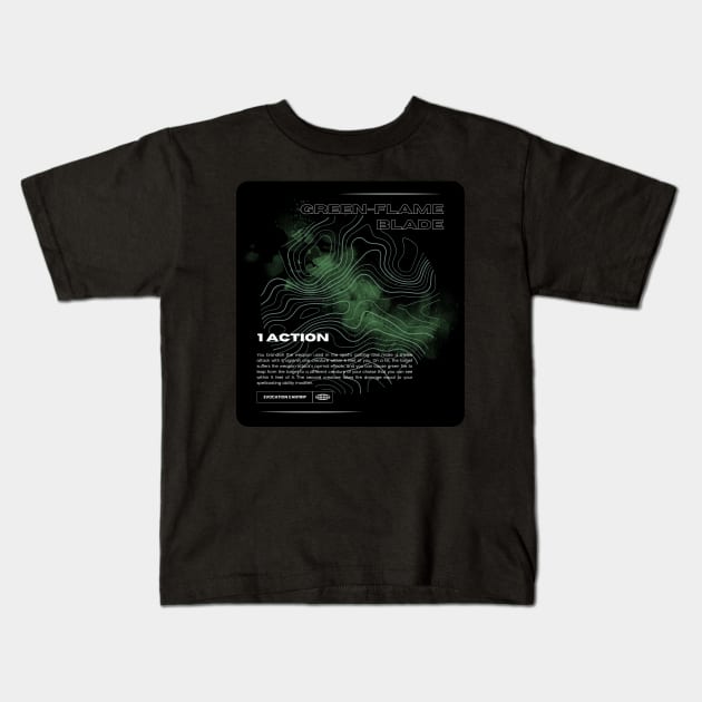 Green Flame Blade Modern Dnd Dungeons and Dragons 5e Kids T-Shirt by JaeSlaysDragons